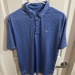 Callaway Blue Polo Shirt with Heathered Texture
